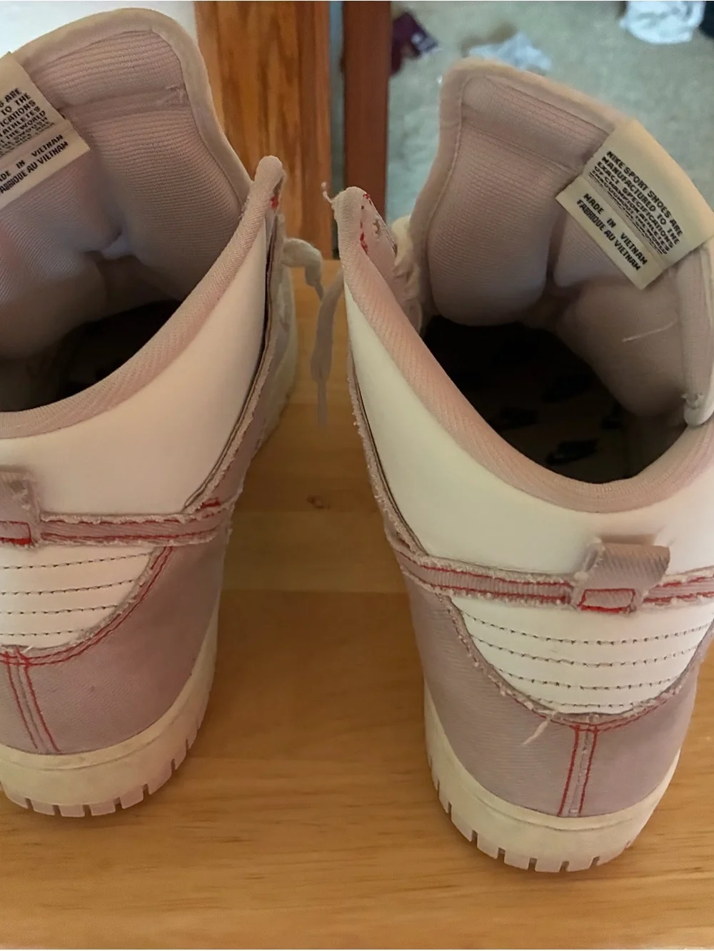 Nike High-Top Sneakers in White and Dusty Pink